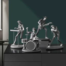 Decorative Objects Figurines Art Figures Rock Band Resin Ornament Music Home Decor Crafts Statue Office Figurines Bookcase Sculpture Home Accessories T240505