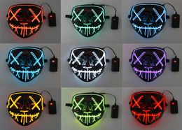 Horror LED Luminous Glowing Halloween Party Mask Neon EL Hallowmas Masque Masquerade Cosplay Masks Dark Funny Supplies ZXFTL06429148985