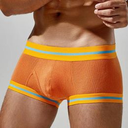 Underpants Men Boxer Briefs Men's Summer Ribbed With U-convex 3d Cutting Solid Colour Slim Fit Underwear For Comfort Style