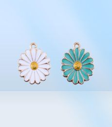 New Arrive Bulk 100pcslot Enamel daisy flower charms pendant 1821mm Gold plated 2 Colours for option7242397