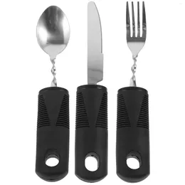 Dinnerware Sets 3 Pcs Bendable Cutlery Set Tool Tremble Proof Utensil Indoor Adaptive Utensils Spoon Elderly Plastic Disabled Tableware The