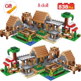 My World The Farm Cottage Building Blocks Technic Compatible Minecrafted Village House Figures Brick Toys For Children 272R