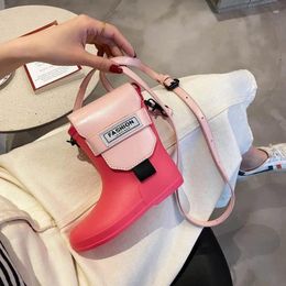 Shoulder Bags Pu Personalised Rain Boots Small Bag 2024 Fresh Literature And Art Girly Fashion Design Celebrity Square