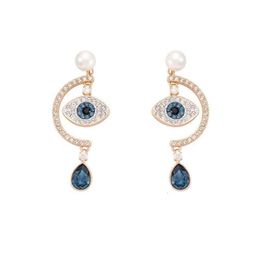 neckless for woman Swarovskis Jewelry Matching Edition Devils Eye Pearl Earrings Female Swallow Blue Devils Eye Earrings Female