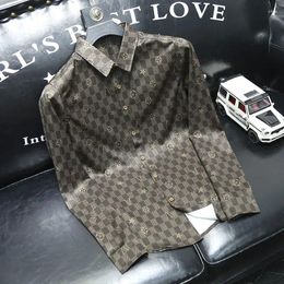 Men's Jackets 2024 Chessboard Casual Long Sleeved Shirt For Spring And Autumn Printed Slim Fit Non Iron