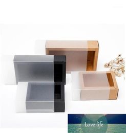Gift Wrap 10pcs Kraft Paper Box With Frosted Transparent Cover Drawer Style Cardboard For Doll Packaging Jewellery Gift11501102