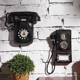 Decorative Objects Figurines Retro Telephone Wall Ornament Home Living Decor Vintage Interior Decoration Hanging Accessories Resin Crafts Furnishing Gifts T240