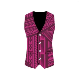 Party Dresses Design 2024 Custom Polynesian Tribal Printed Mens Business Suit Vest Casual Dress Single Button Slim Fit Waistcoat