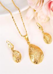 Jewellery sets Elegance Necklace Earrings Fine 24k Real Solid Yellow Gold GF Girlfriend Sweethearts Daughter Wedding Gifts New281l757660015