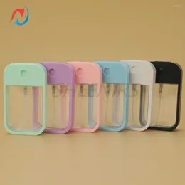 Storage Bottles 20pcs 45ml Empty Mini Card Shape Reusable Sprayer Bottle With Hook And Silicone Case For Hand Sanitizer Fragrance Cosmetic