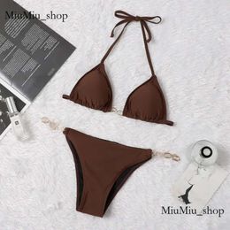 Designer Bikinis Sets Woman Sexy Swimsuit Luxury Metal Letter Chain Bikini Summer Swimwear Beach Bathing Suits Three-point Swimsuit 454