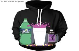 Whole ALMOSUN Sipping That Lean 3D All Over Printed Hoodies Pockets Sweatshirt Hip Hop Hipster Cheers Street Wear Men Women8749042