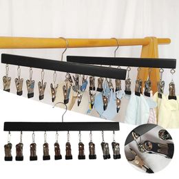 Hooks Laundry Sock Hanger With 10 Clips Stainless Steel Wind-Proof Space Saving Gloves Scarf Underwear Pegs Hangers