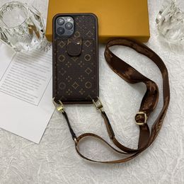 Designer Phone Case for iPhone 15 14 pro max 13 11 12 XS 8 Fashion Brand Leather Original Monogram Flip Up and Down Card Holder Wallet Handbag Crossbody Lanyard Cover