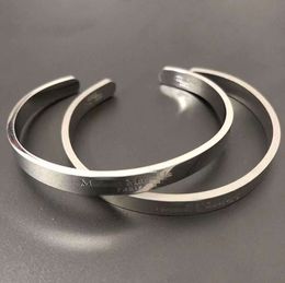 Pyc Margiela Style Steel Frosted Reverse Couple Mm6 Open Simple Bracelet 1125ess