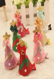 2018 New Dog Hair Clip Christmas Hat Birthday Party Hat Pet Puppy Crown Hairpin 30pcslot yw200543034667559509