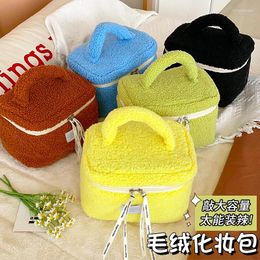 Storage Bags Japanese Cute Sheep Cake Plush Cosmetic Bag Simple Portable Large Capacity Skin Care Product Furry