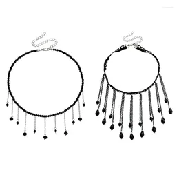 Chains Y2k Dangling Fringe Necklace Water Drop Long Tassels Accessory