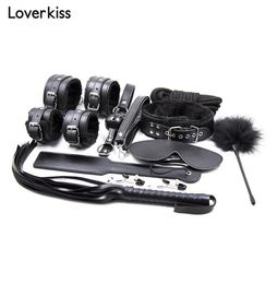 10Pcsset Sex Tools Bdsm Bondage Leather Fetish Kit Restraints Slave Sex Toys for Couples Bdsm Bondage Set Handcuffs Adult Games Y7066499