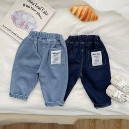 Spring Baby Loose Denim Trousers Fashion Infant Girls Solid Casual Pants Toddler Boys Versatile Jeans Toddler Clothes 240430
