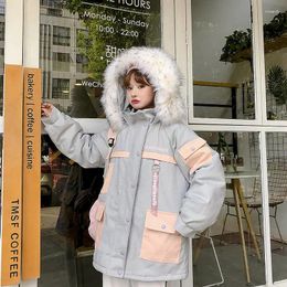 Women's Jackets Patchwork Hoodie Overcoat Stuffed For Women Pink Long Padding Woman Coat Thick Quilted Padded In External Clothes &