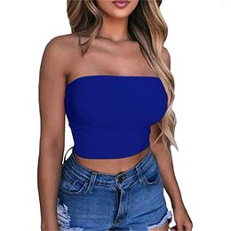 Women's Tanks Women Sexy Solid Color Crop Top Strapless Bandeau Sleeveless Backless Tank Vest Strap Youth Girl Soft High Quality Cloth