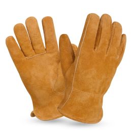 Gloves Leather Thickened High Temperature Baking Gloves BBQ Barbecue Insulation Microwave Oven Antiscalding Leather Gloves