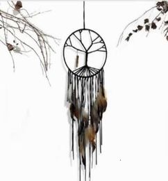 Handmade Black Tree of Life Dream Catcher Indoor Home Decorations Handmade Jewellery Tassel Crystal Pendant Ornaments9338226