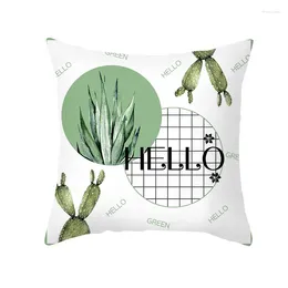 Pillow Pillowcase Ins Small Fresh Peach Velvet Custom Nordic Summer Green Plant Living Room Decoration