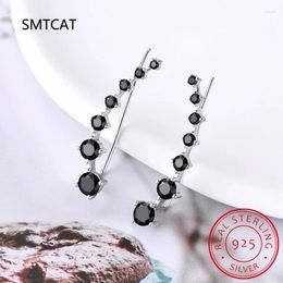 Stud Earrings Black/ White 7 Star Moissanite Cuffs Crawler Piercing Climber For Women Silver 925 Personality Fine Jewelry Gifts Party