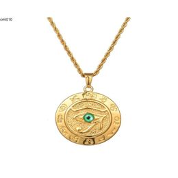 Fashion Men Designer Gold Silver Color Eye of Horus Pendant Necklaces Hip Hop Jewelry Long Chain Punk Mens Necklace for 0lf0