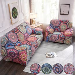 Stretch Sofa Cover Bohemian Floral Printed Furniture Slipcover Morocco Spandex Couch Cover For Living Room Furniture D30 307p