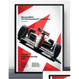 Arts And Crafts Ayrton Senna F1 Forma Mclaren World Champion Racing Car Posters Prints Wall Art Canvas Picture Painting For Living R Dh2Ib