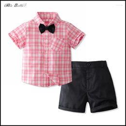 Clothing Sets Baby Summer Suit Formal Infantil Short TShirt Gentlemen Tie Birthday Party Children Outfits For 1-6 Yrs Costumes