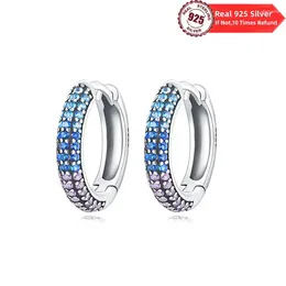 Hoop Earrings Original 925 Sterling Silver Colorful Zircon Sparkling Wedding Rose Gold For Women Crystals Jewelry