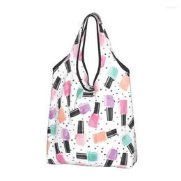 Storage Bags Recycling Nail Polish Multi On Polka Dots Shopping Bag Women Tote Portable Manicurist Groceries Shopper