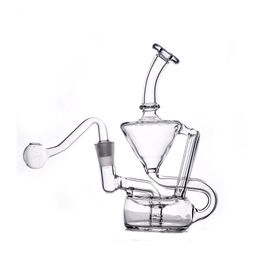Wholesale Recycler Hookahs Portable Glass Beaker Bongs with 10mm Male Glass Oil Burner Pipe Portable Bubbler Dab Oil Rig Cigarette Dry Herb Tobacco Bong