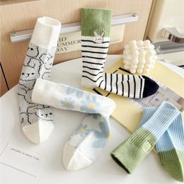 Women Socks 2 Pairs Of For Spring And Autumn Original Embroidery Combed Cotton Light Luxury Pile Breathable Casual