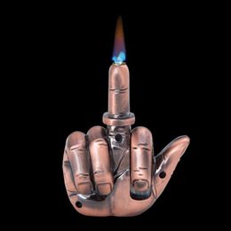 Lighters Unusual Middle Finger Jet Torch Lighter Creative Straight Flame Butane Compact Refillable Gas With Sound Gadgets For Men Spoo Dhf1U