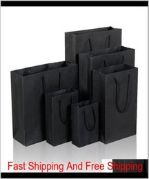 Wrap 10 Size Black Paper Bag With Handle Wedding Birthday Party Gift Christmas Year S8166171