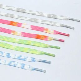 Shoe Parts 1Pair Women Casual Shoelaces Canvas Colour Tie Dyed Men's Shoes Lace Women's Fashion Colourful Sneakers