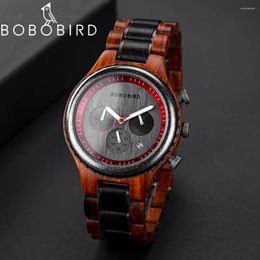 Wristwatches BOBO BIRD Wooden Watches Men Top Luxry Brand Chronograph Date Display Electroplated Case Relogio Masculino