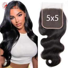 Body Wave Lace Closure Human Hair 5x5 Free Part 12A Brazilian Virgin Top Swiss 240419