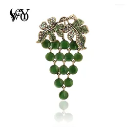 Brooches VEYO Cymophane Green Grape Rhinestone For Women Girl Cute Pins Fashion Jewellery Clothes Clips