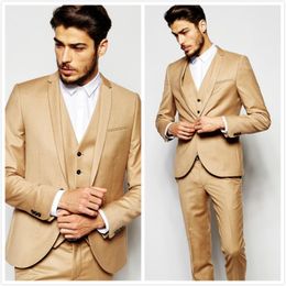 Gold Morning Wedding Suits Handsome Slim Fit Mens Suits Groom Tuxedos Custom Made Formal Prom Suits Jacket Pants Vest Tie 275m