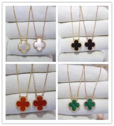 2021 Fashion Jewellery Necklace Black and White Red Green Four Leaf Flower Shell Agate 925 Silver 18k Gold Necklace diamond clover B6730064