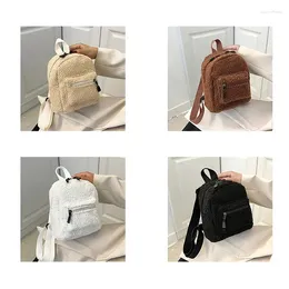 School Bags Mini Women's Backpacks Trend 2024 Plush Female Bag Solid Small Feminina Backpack For Teen Girls Knapsack