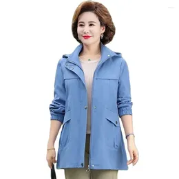 Women's Jackets Mom's Spring And Autumn Coat Middle-aged Elderly Large Size Long Western-style Fashion Trench Toat