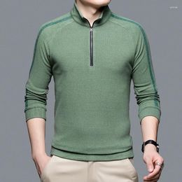 Men's Sweaters 4XL-M Men Spring Leisure Sports Stand Collar Bottoming Half Zipper Slim Fit Youth Pullover Long Sleeve Sweater