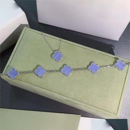 Charm Bracelets Luxury Brand Love Clover Designer Bracelet For Women Light Purple Stone Bling Diamond Turkey Consistent Tennis Nail Dh9Ki